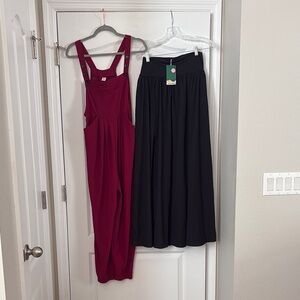 New Halara 2 pc lot  NWT Black Maxi skirt sz M, NWOT Fuscia Jumpsuit sz Small